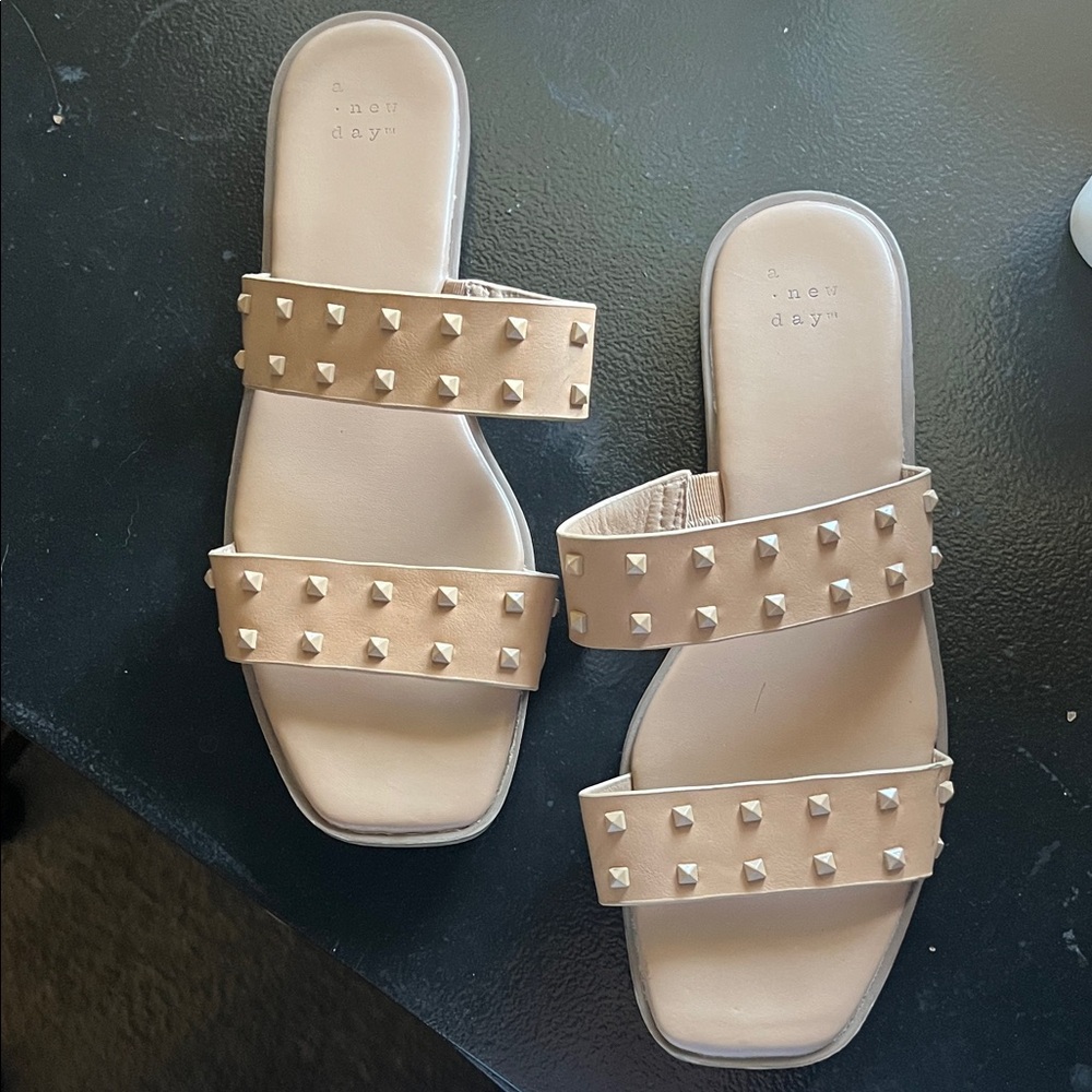 A New Day Women's Beige Studded Sandals